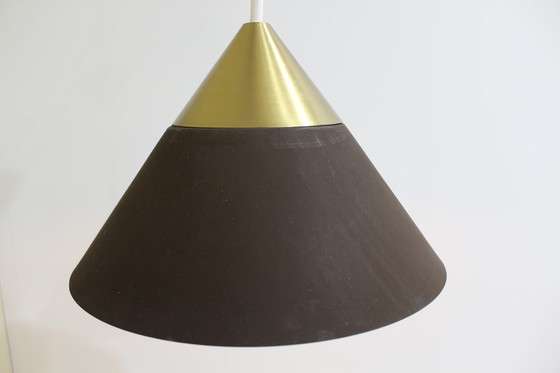 Image 1 of Vintage metalen hanglamp - Honsel Leuchten, jaren, '70 bruin, goud