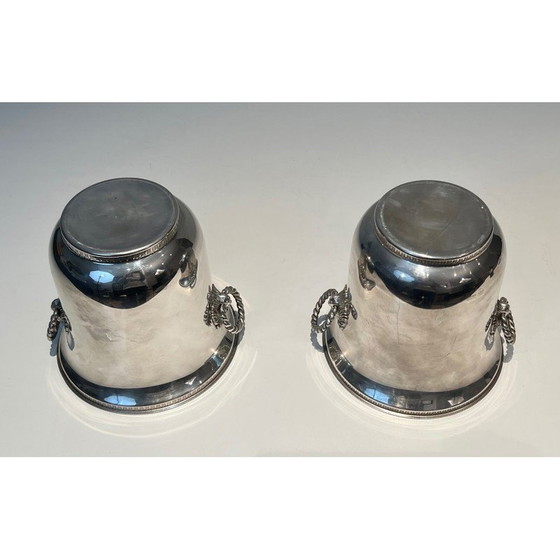 Image 1 of Paar vintage verzilverde champagne-emmers, Frankrijk 1970