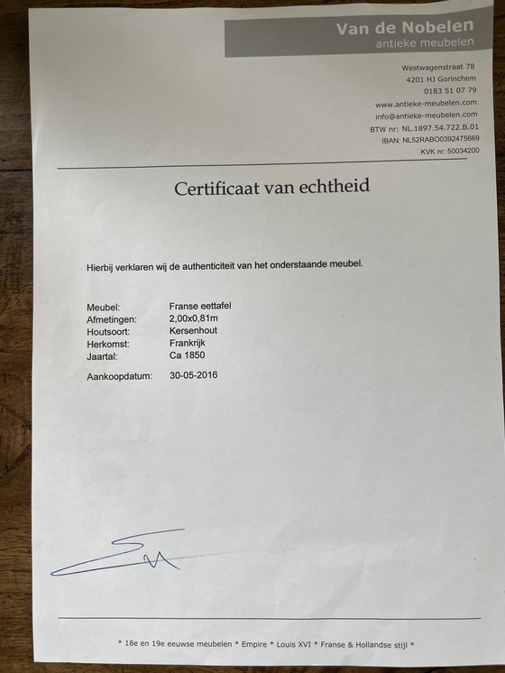 Image 1 of Franse eettafel met certificaat