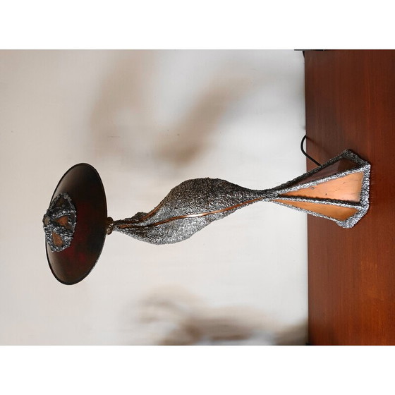 Image 1 of Vintage sculptuurlamp van koper en gesmolten metaal, 1990