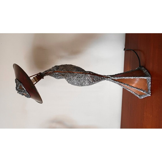 Image 1 of Vintage sculptuurlamp van koper en gesmolten metaal, 1990