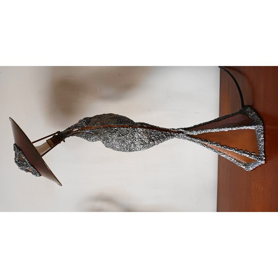 Image 1 of Vintage sculptuurlamp van koper en gesmolten metaal, 1990
