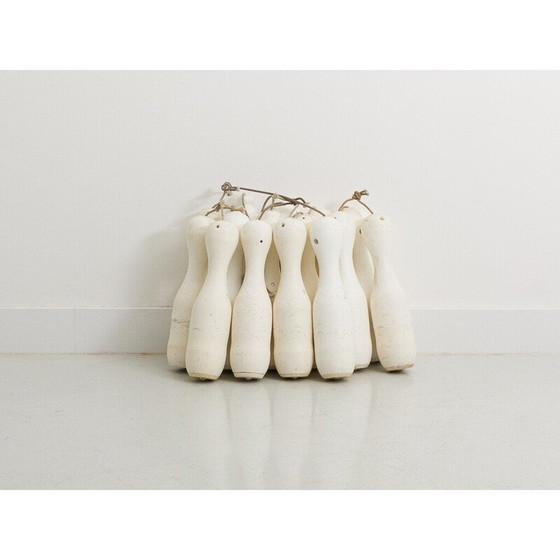 Image 1 of Set van 15 vintage bowlingkegels aan nylon hijskoorden