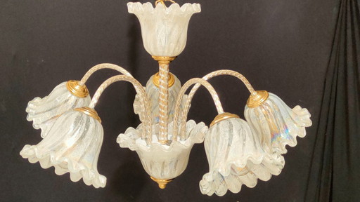 Plafondlamp, Kroonluchter, Art Deco, Hollywood Regency, Gatsby, Murano glas, Luxe verlichting, Zeldzaam