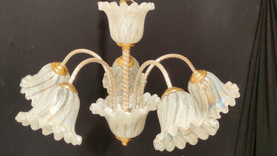 Image 1 of Plafondlamp, Kroonluchter, Art Deco, Hollywood Regency, Gatsby, Murano glas, Luxe verlichting, Zeldzaam