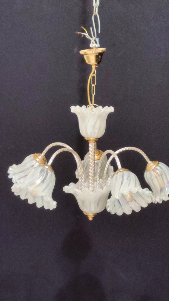 Image 1 of Plafondlamp, Kroonluchter, Art Deco, Hollywood Regency, Gatsby, Murano glas, Luxe verlichting, Zeldzaam