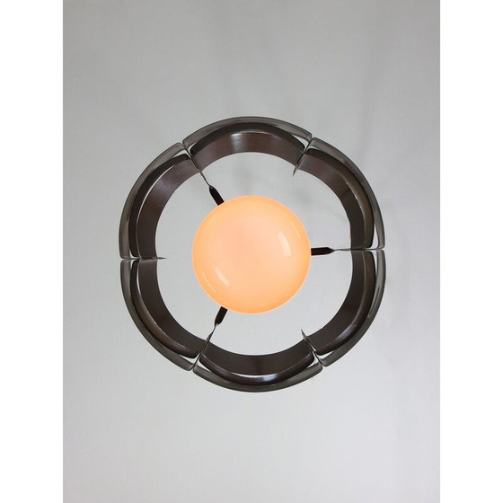 Image 1 of Vintage hanglamp van metaal en opaline glas, Italië 1970