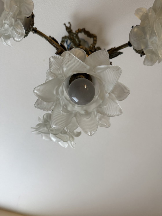 Image 1 of Art Deco Lotus Hang Lamp