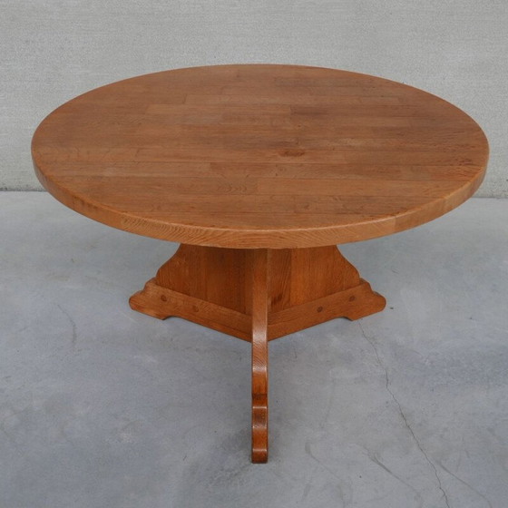 Image 1 of Eikenhout vintage ronde eettafel, Holland 1970