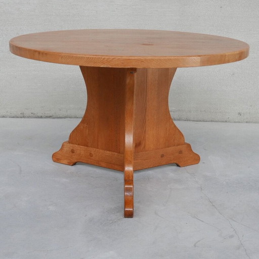 Eikenhout vintage ronde eettafel, Holland 1970