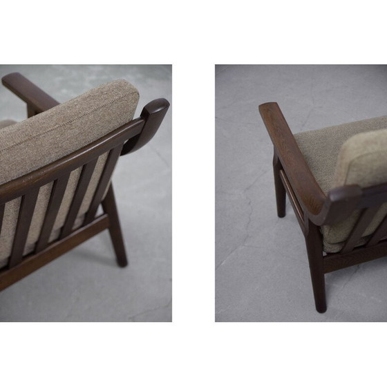 Image 1 of Paar Mid Century 3-zitsbank & fauteuil van Hans J. Wegner voor Getama Scandinavisch 1960