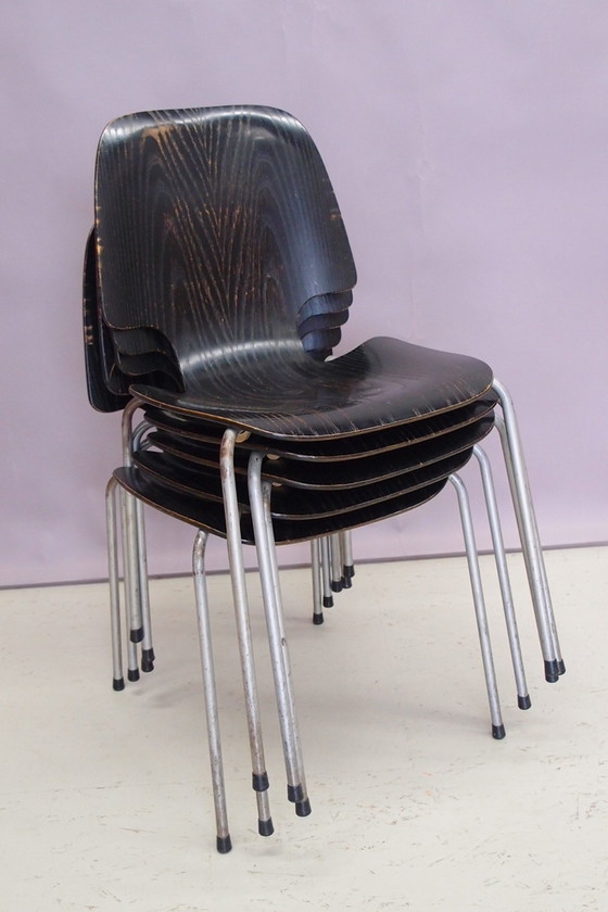 Image 1 of 5x stoelen, jaren 1960, vintage