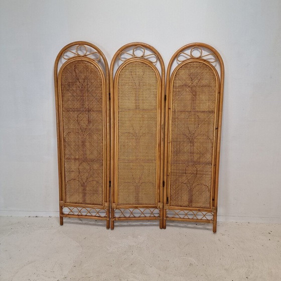 Image 1 of Vintage rotan en rieten scherm, Italië 1960