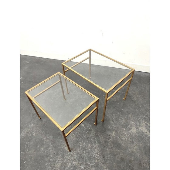 Image 1 of Vintage vergulde nesttafels van Roger Thibier, 1960