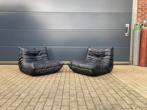 Authentieke Ligne Roset Togo Setje Originele Leder In Topstaat!