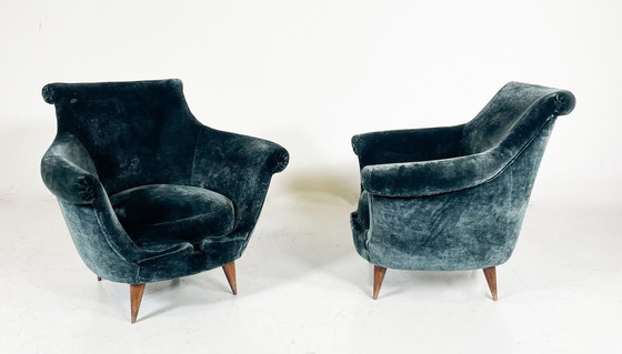 Image 1 of Mid Century-Moderne Vintage Clubfauteuil, Italië, 1950S