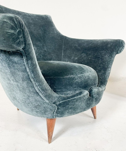 Mid Century-Moderne Vintage Clubfauteuil, Italië, 1950S