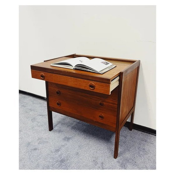 Image 1 of Vintage Teak Kast Met Bureauklep 