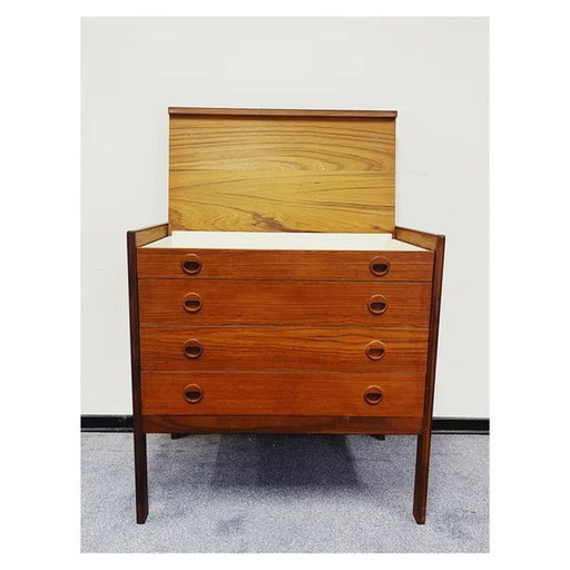 Vintage Teak Kast Met Bureauklep 