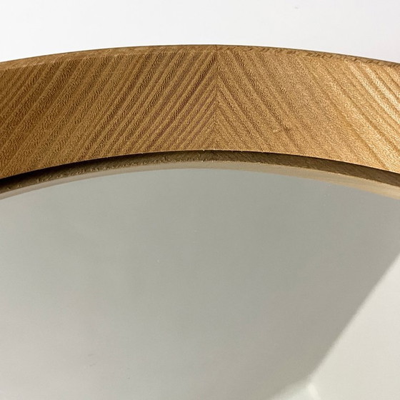 Image 1 of Wandspiegel Teak, Rond Met Lederen Band - Midcentury, Zweden