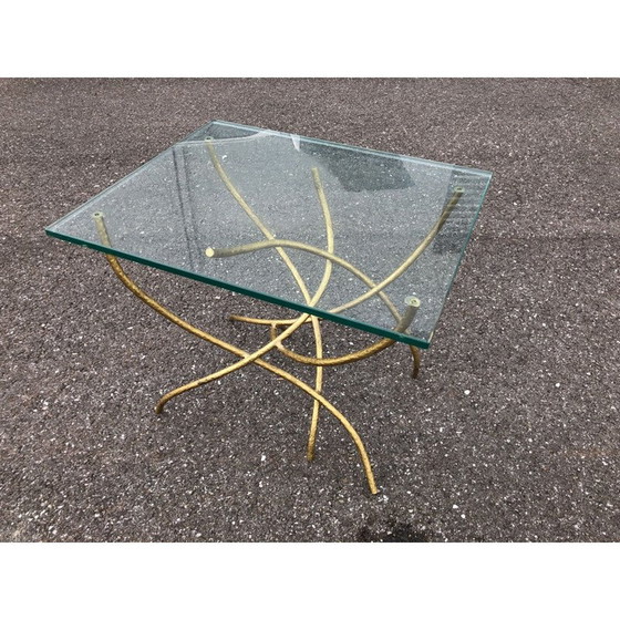 Image 1 of Vintage salontafel van glas en verguld metaal, 1970