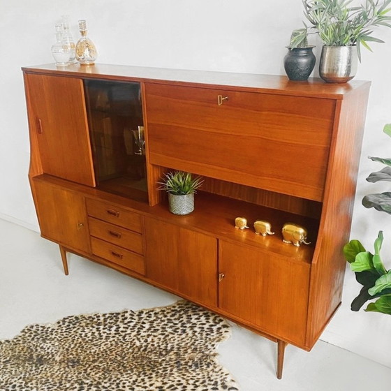 Image 1 of Deens design vintage highboard vitrinekast 1960's