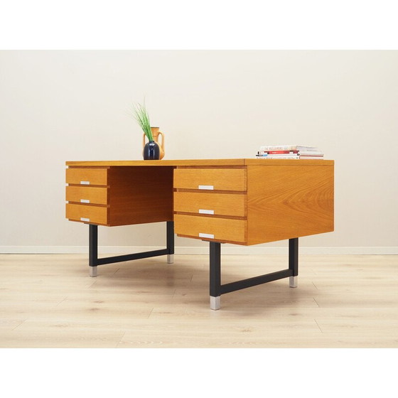 Image 1 of Essenhouten bureau, Deens ontwerp, jaren 1970, fabrikant: Eigil Petersens Møbelfabrik