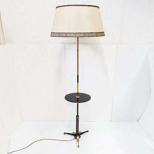 Vintage messing en nylon vloerlamp, Frankrijk 1950