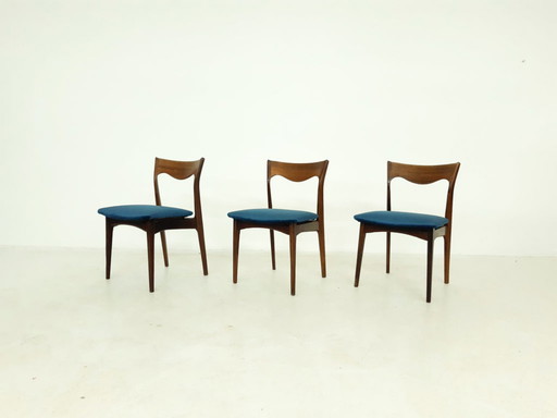 3x vintage rozenhouten eetkamerstoelen