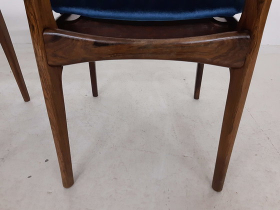 Image 1 of 3x vintage rozenhouten eetkamerstoelen