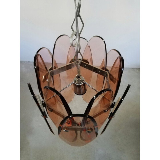 Image 1 of Vintage glazen hanglamp van Veca, Italië 1960