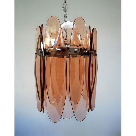 Image 1 of Vintage glazen hanglamp van Veca, Italië 1960