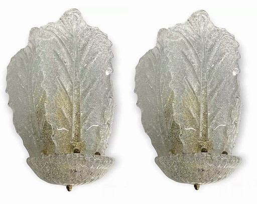 Barovier & Toso Murano Glas Wandlamp, Italië 1980