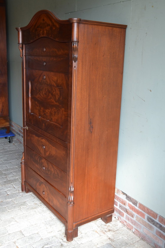 Image 1 of Vintage Mahonie Eendeurs Secretaire Kast