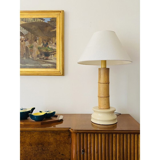 Image 1 of Vintage Hollywood regency bamboe tafellamp Rcm 1867, Italië 1970