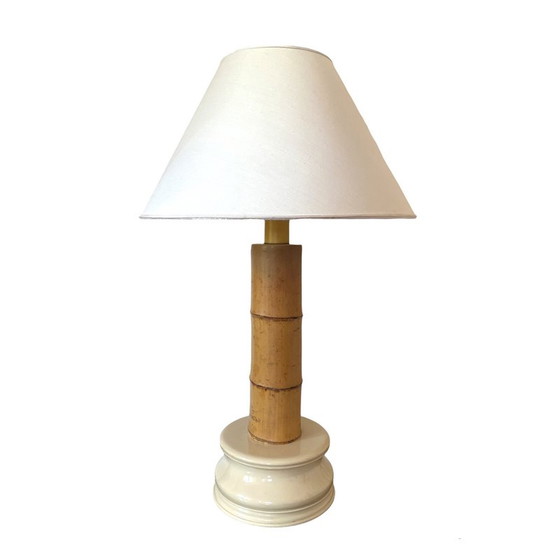 Image 1 of Vintage Hollywood regency bamboe tafellamp Rcm 1867, Italië 1970