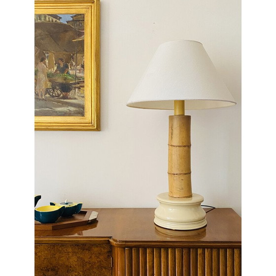 Image 1 of Vintage Hollywood regency bamboe tafellamp Rcm 1867, Italië 1970