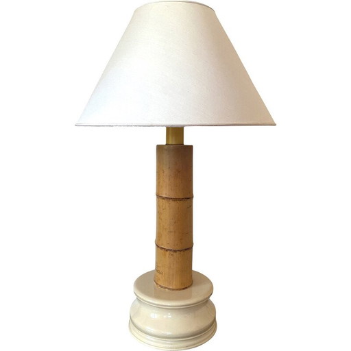Vintage Hollywood regency bamboe tafellamp Rcm 1867, Italië 1970