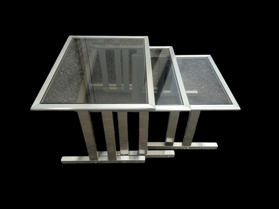 Image 1 of 1970 Nesting Tables van geborsteld staal