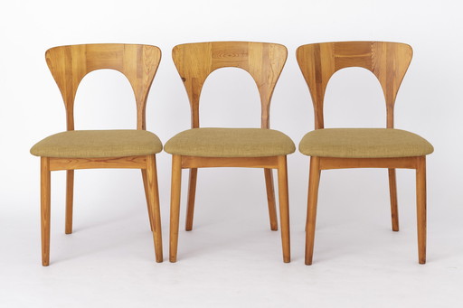 3 Niels Koefoed stoelen, jaren 1960, model Peter, vurenhout, Set van 3