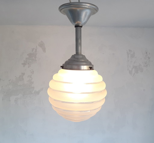 Art Deco Matglazen Plafondlamp