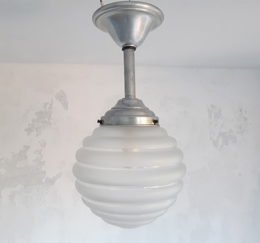 Art Deco Matglazen Plafondlamp