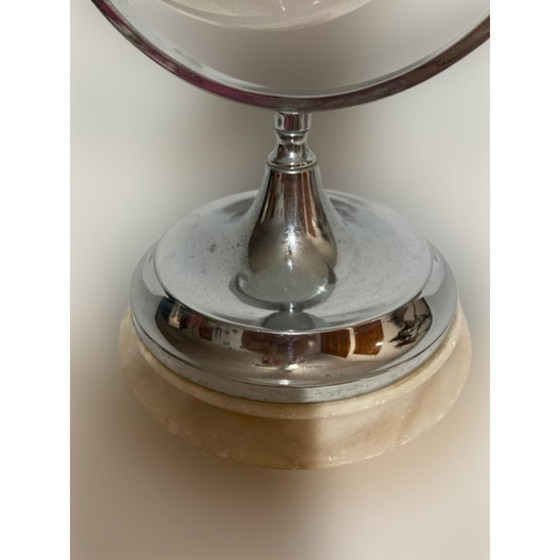 Image 1 of Vintage tafellamp in verchroomd glas en opaal, Italië 1960