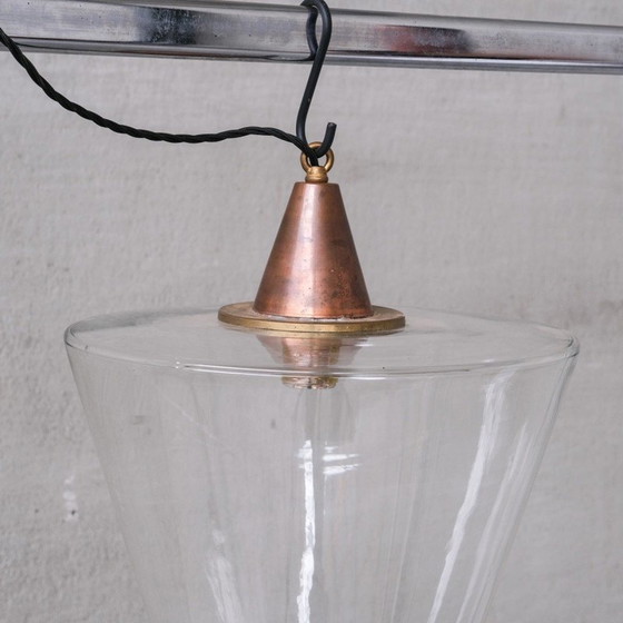Image 1 of Vintage conische hanglamp in koper en glas, Frankrijk 1950