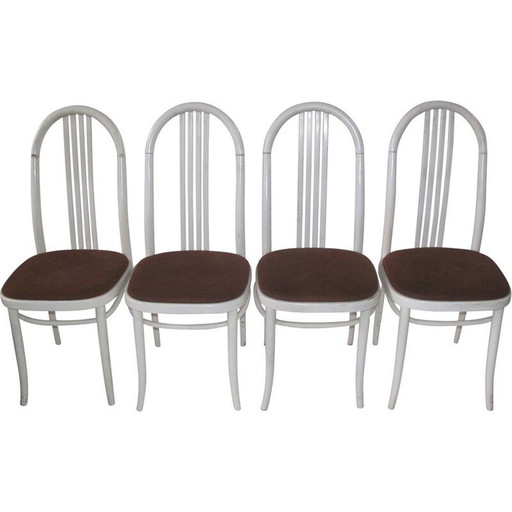 Set van 4 vintage beukenhouten stoelen van Ton, Tsjecho-Slowakije 1970
