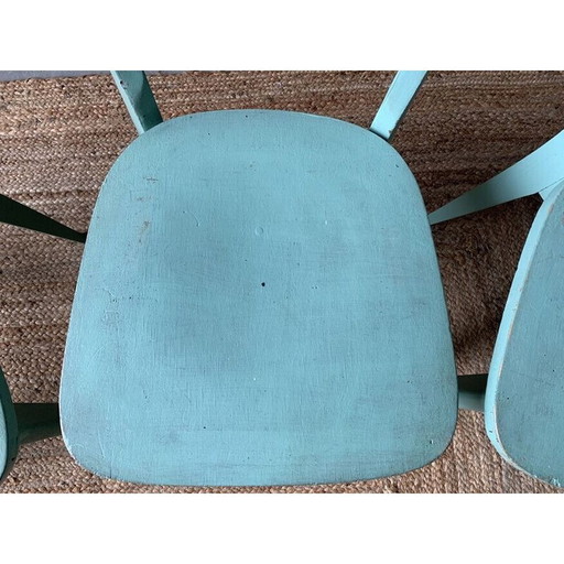 Set van 4 groene vintage bistrostoelen