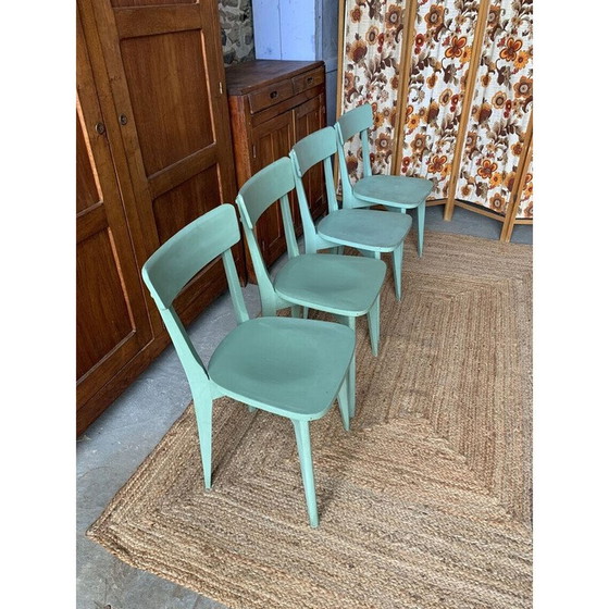 Image 1 of Set van 4 groene vintage bistrostoelen