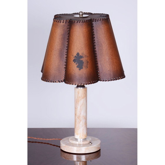 Image 1 of Vintage Art Deco tafellamp van chroomstaal en marmer, Tsjecho-Slowakije 1920
