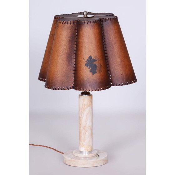 Image 1 of Vintage Art Deco tafellamp van chroomstaal en marmer, Tsjecho-Slowakije 1920