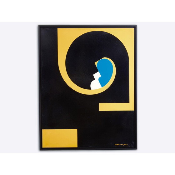 Image 1 of Vintage schilderij op houten paneel door Yves Plantevin, 1974